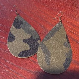 Leather camo earrings